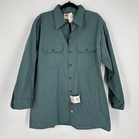 NWT Vintage 90s Dickies Men's Long Sleeve Button-Down Work Shirt Green Size XL - Picture 1 of 9